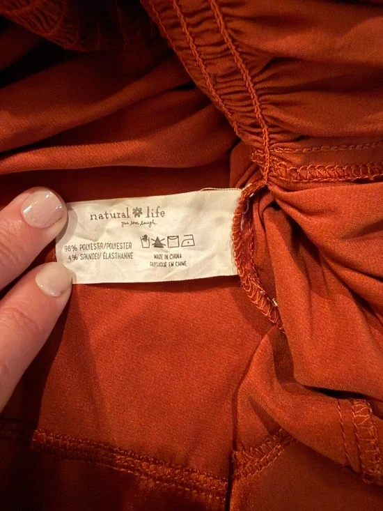 NATURAL LIFE Rust Orange Smocked Shorts with Stretch Waist - Picture 6 of 7